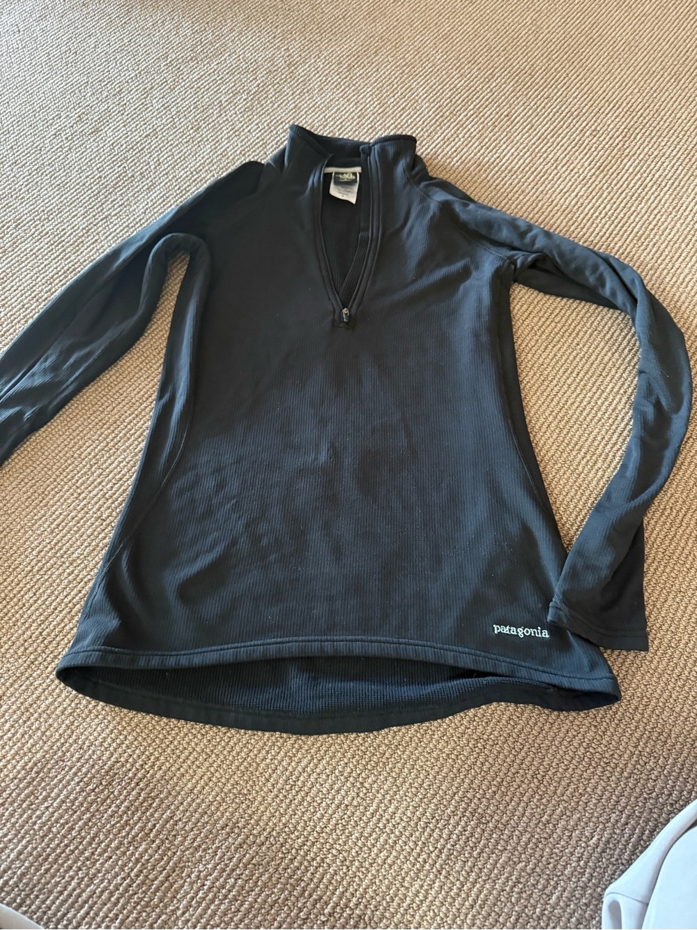 Patagonia Black Half-Zip Cowl Neck Thermal Top